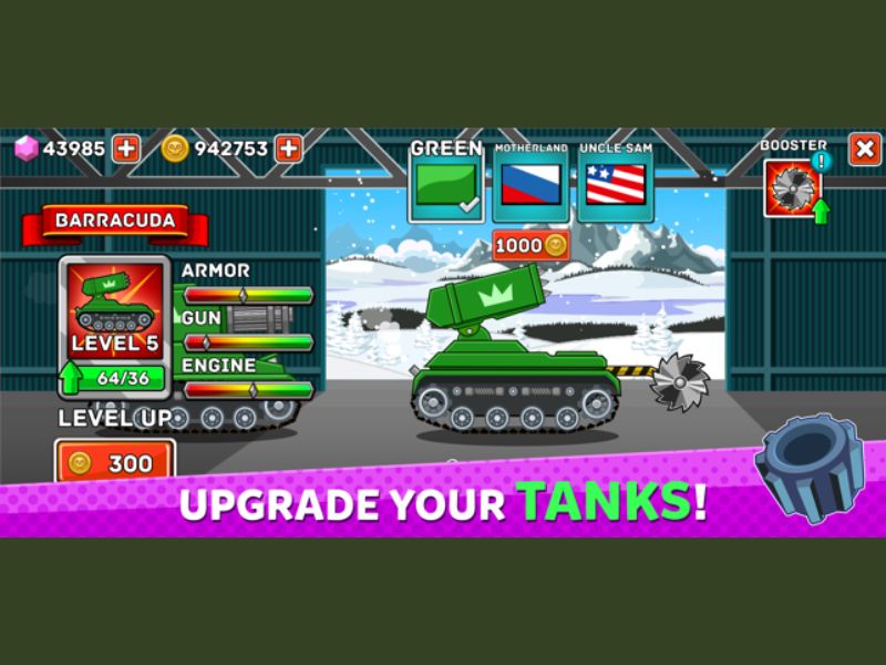 Hack Hills Of Steel cho phép bạn tùy chỉnh mọi thứ và nâng cấp xe tăng