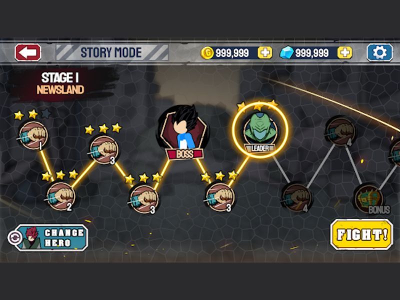 Hack Stickman Warriors nhiều màn chơi đầy thử thách