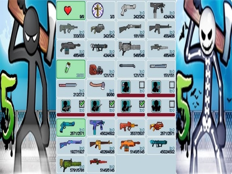 Kho vũ khí hạng nặng và Robot chiến đấu trong Game Anger Of Stick 5 Hack