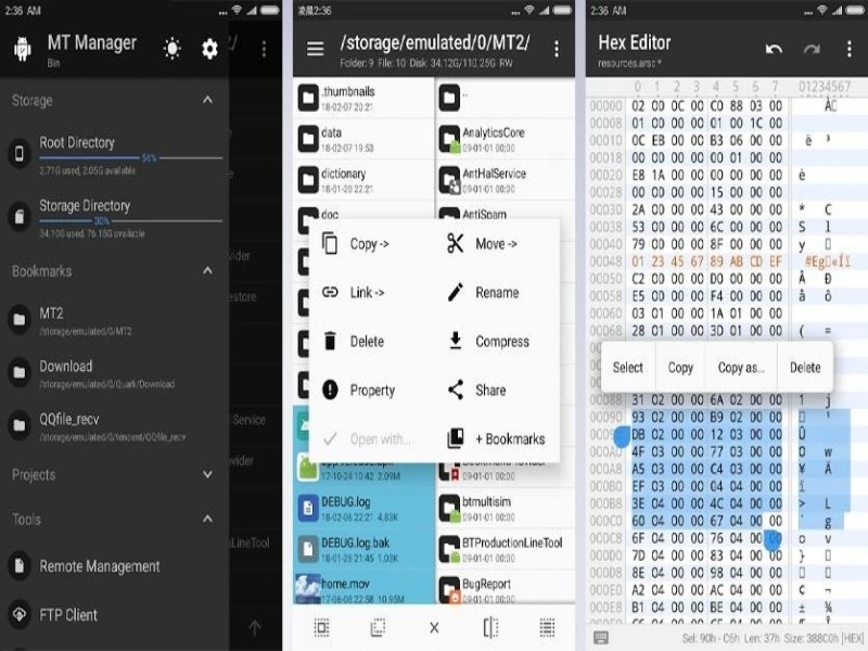 Mt Manager Mod Apk có giao diện hai cửa sổ và quản lý tệp chuyên sâu