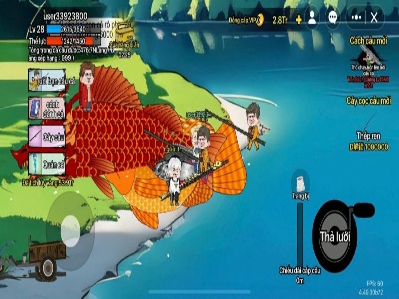 Lối chơi giải trí kết hợp mô phỏng cực cuốn Trong Câu Cá Vạn Cân Mod APK