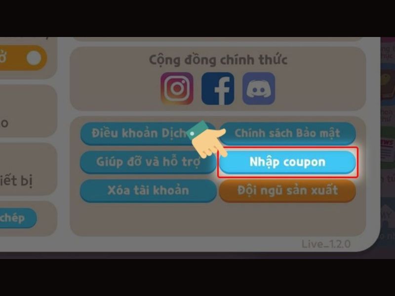 Nhấn vào mục Nhập Coupon