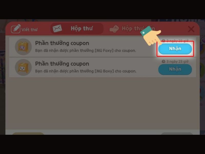 Nhấn vào nút Nhận để nhận quà thành công.