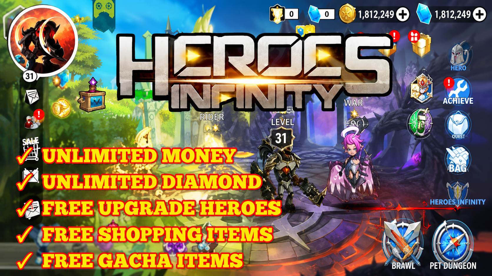 Các tính năng Heroes Infinity MOD APK